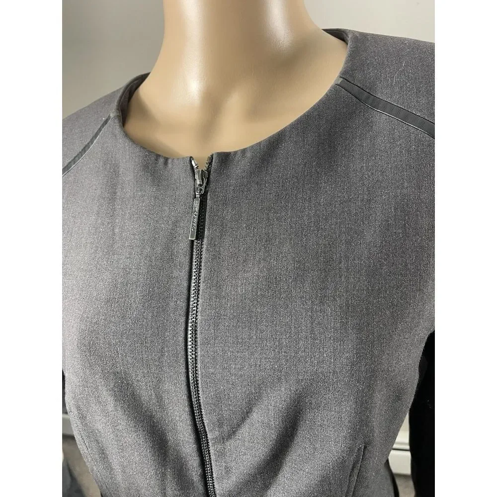 Calvin Klein‎ Womens Petite Zip Up Grommet Blazer Jacket Black 14P